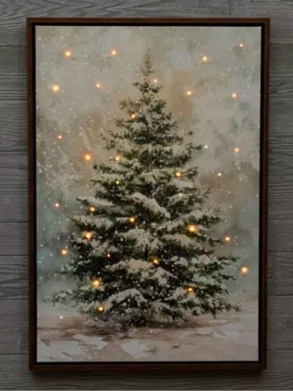 New! Snowy Christmas Tree Light Up Large Canvas Wall Art Decor Viral